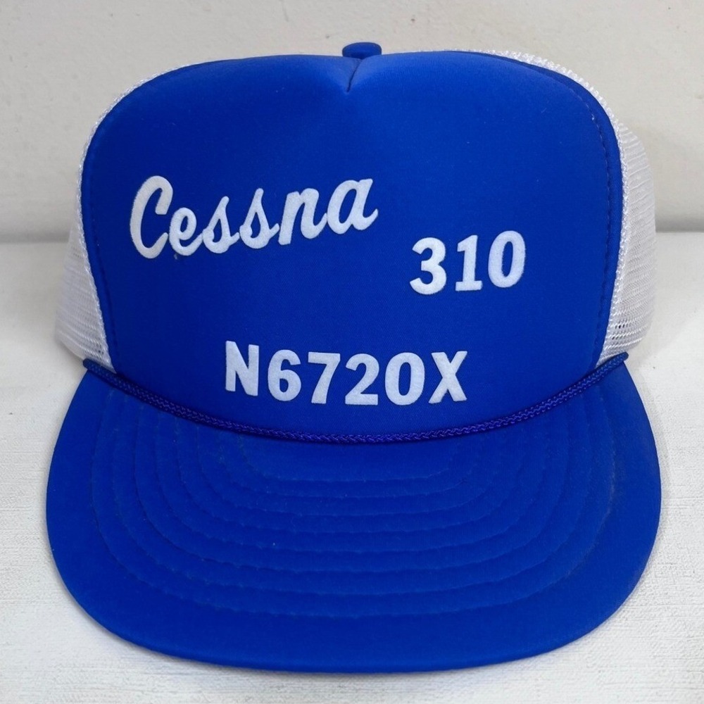Vintage‎ Nissin Cessna 310 N6720X Airplane Trucker Hat Snapback Cap Blue White